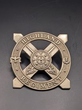 Highland Regiment, British Army Cap Badge Vintage Military. Lugs. 