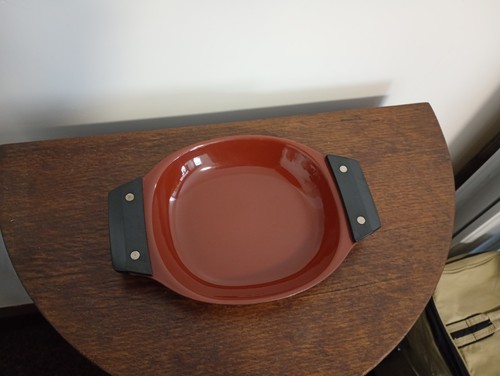 Vintage enamel plate dish - dish, cast