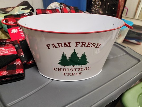 Christmas metal bucket - bucket, farm
