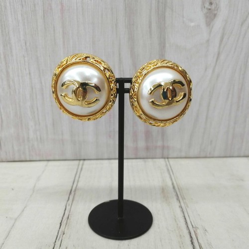 Chanel earrings gold faux - earrings,