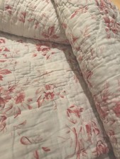 Vintage Quilt Cabbages and Roses style Hand Stitched Floral Cotton