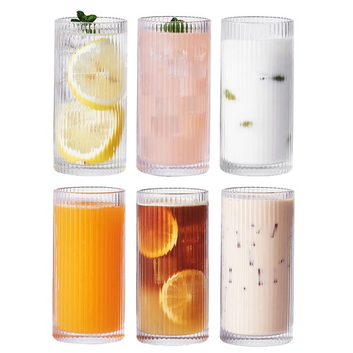 Ribbed drinking glasses set - ribbed,