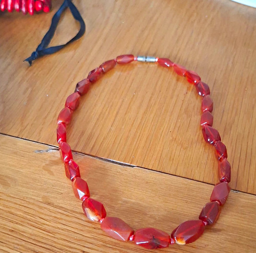 Red carnelian necklace - red,