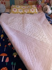 Vintage Single Bed Handmade American Quilt Floral Pink Roses