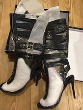 Sergio Todzi high Heels Shoes transparent boots High 4 Inc black Sz 36/3