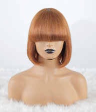 Leslie swoop bang blonde 30 straight fringe european 100% human hair bob Wig