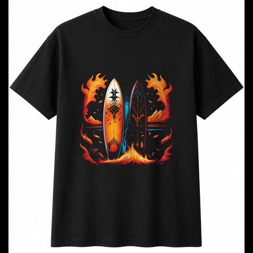 Airbrush surfboard flames - surfboard, in