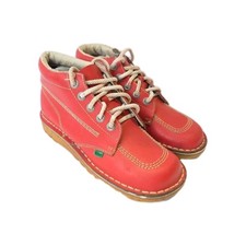 Kickers Kick Hi Core Red Leather Ankle Boots UK 7 EU 41 Mens Mod Scooter Hiking