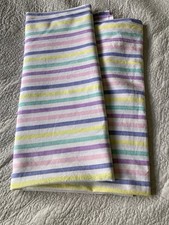 Vintage Candy Stripe Flat Sheet Green Yellow Blue Pink Purple Single 60s 70s