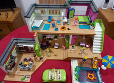 Playmobil House 5574,  & Ext. 6389, Pool 5575, Car, Fully Furnished 10 figures
