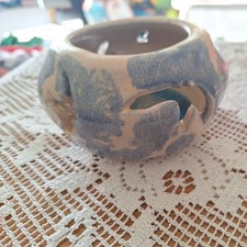 Raku Art Pottery carved Candle