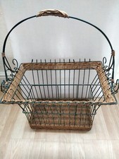 1950's Magazine Rack Metal And Cane