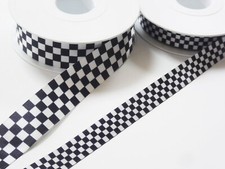 CHEQUERED FLAG RIBBON Satin 15mm or 25mm Motor Racing Car Birthday Cake