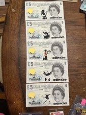 Banksy Dismaland canvas Dismal England Pound Bills lot of 5