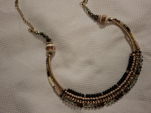 Gold tone multi strand beaded - tone,
