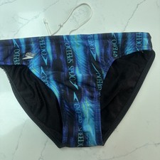 Men’s Boy’s Vintage style swimmers swim wear retro 30” Sun Speedos blue front 
