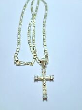 Large Jesus Christ Crystal Cross Necklace Gold Plated  (#44)