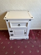 Bedside Cabinet Large White Mexican Pine 1 Drawer 1 Door 