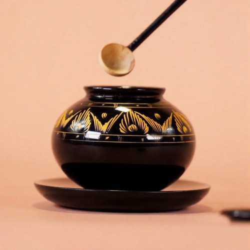 Handmade wooden sugar pot with - sugar,