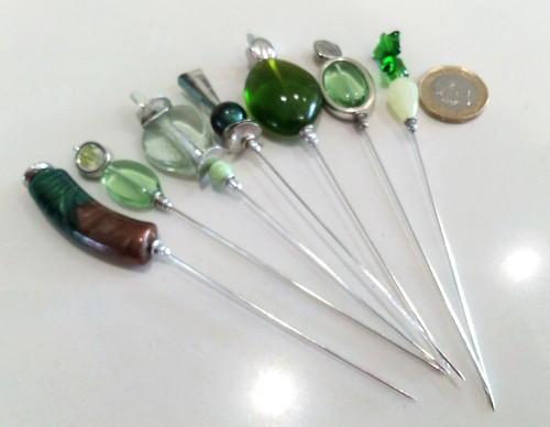 Green hat pins - pins, emerald