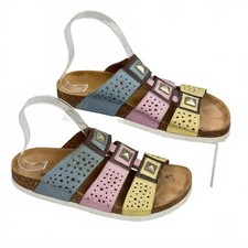 Adesso Multicoloured Rainbow Slip On Studded Leather Slider Sandals UK 6 EU 39