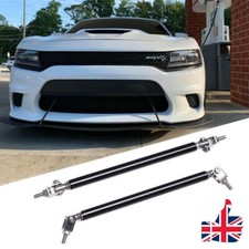 Adjustable Black Car Front Bumper Lip Splitter Strut Rod Support Bars Universal