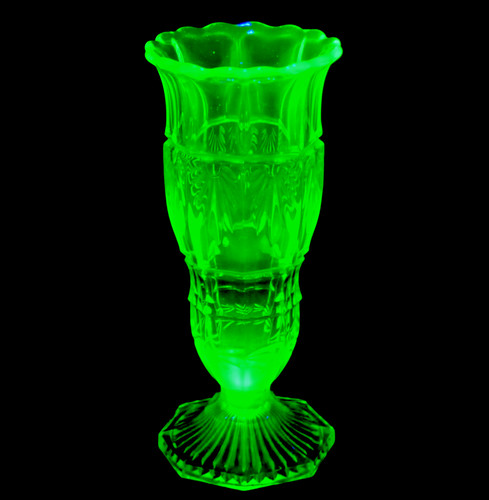 Uranium glass vase glows - vase, under