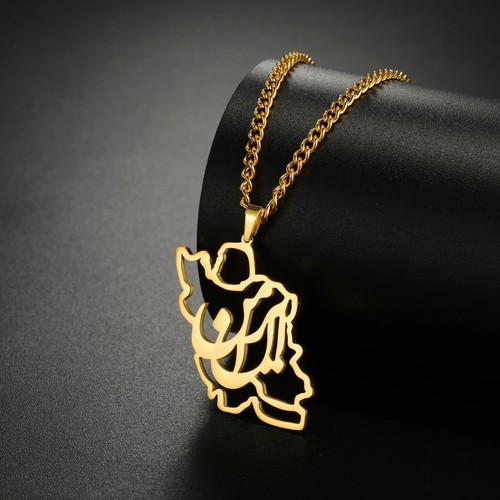 Iran map necklace stainless - iran,