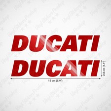 Set 2 DUCATI stickers glossy RED 6" vinyl custom bike logo tank tuning decal kit