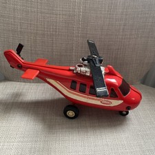 Vintage Tonka Pressed Steel Helicopter Red 1970s Made Japan 8"