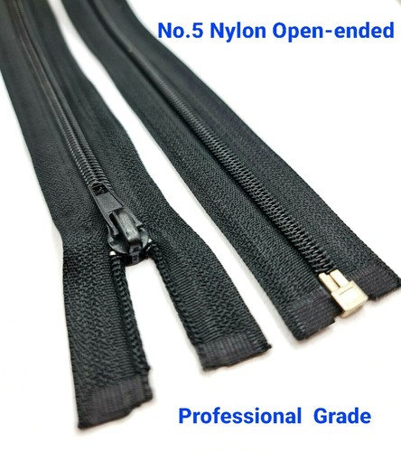 Black nylon zips no5 open - black,