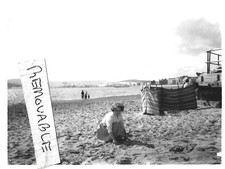 Vintage Old Photo Lady On Beach Exmouth Devon Summers Day 1960