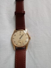 9ct Gold Omega Mens Wristwatch C.1960s In Good Working Condition Hallmarked.