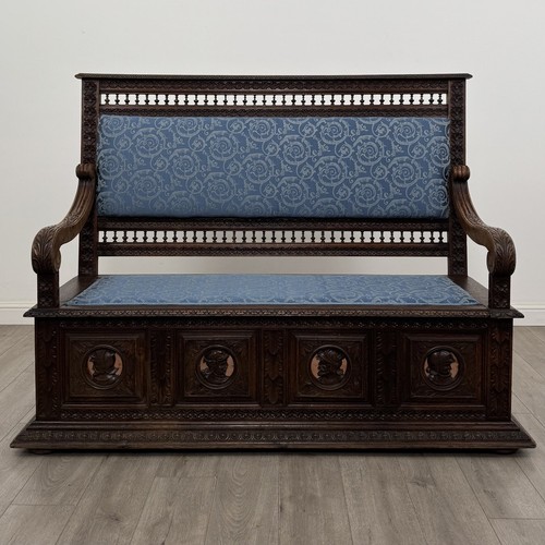 Antique large carved oak hall - carved,