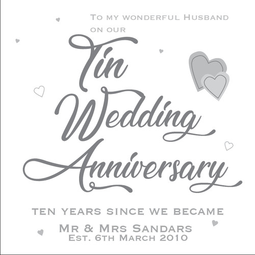 Personalised 10th tin - tin, wedding