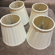 New Clip On Pleated Lamp Shades In Cream With Silver And Cream Trim . See notes 