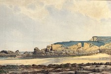 Wrangle Point Crooklets Beach Bude Cornwall Watercolour Painting Landscape 1930