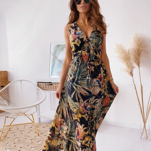 Women ladies floral boho - floral, maxi