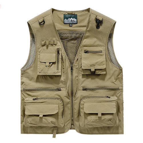 Mens multi pocket fishing vest - multi,