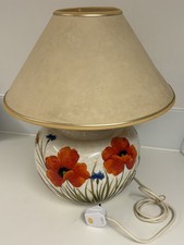 Italian Nuova Ceramica Vicenza Table Lamp Hand Painted Poppy Cornflower Signed