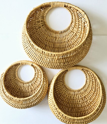 Vtg boho woven wicker wall - boho,
