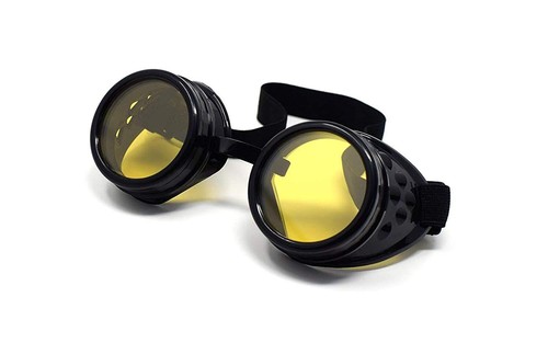Steampunk goggles black - black, with