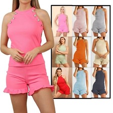 Women's Gold Button Vest Top