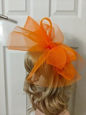 orange fascinator millinery burlesque headband wedding hat ascot race