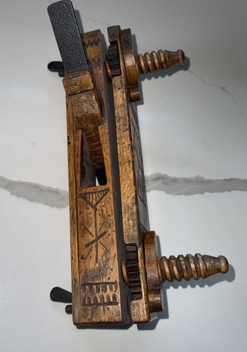 Antique wood plow plane dated - plow,