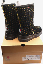 UGG Heart Kisses SHORT BOOTS Girls Sz 5 WINTER Black GOLD HEARTS ADORABLE NWT