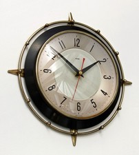 Vintage 28cm Metamec Wall Clock - Starburst Retro Mid Century Sunburst Black