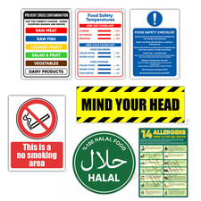 Restaurant Signs Food Hygiene Safety Stickers Catering Cafe Health & Safety Sign