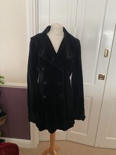 Vintage French Connection Black Blazer Jacket Velvet Military Style Size 12-14