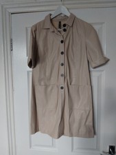 ZARA TRF FAUX LEATHER DRESS NEW SIZE M MOCHA BUTTON FRONT SHORT SLEEVES